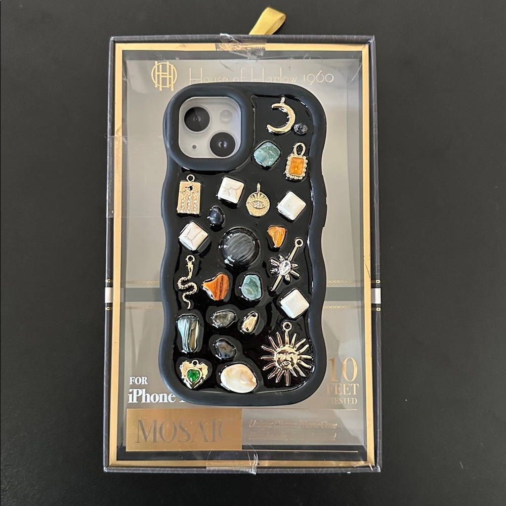 House of Harlow 1960 NWT Unique Charm Mosaic Black iPhone 15 Phone Case